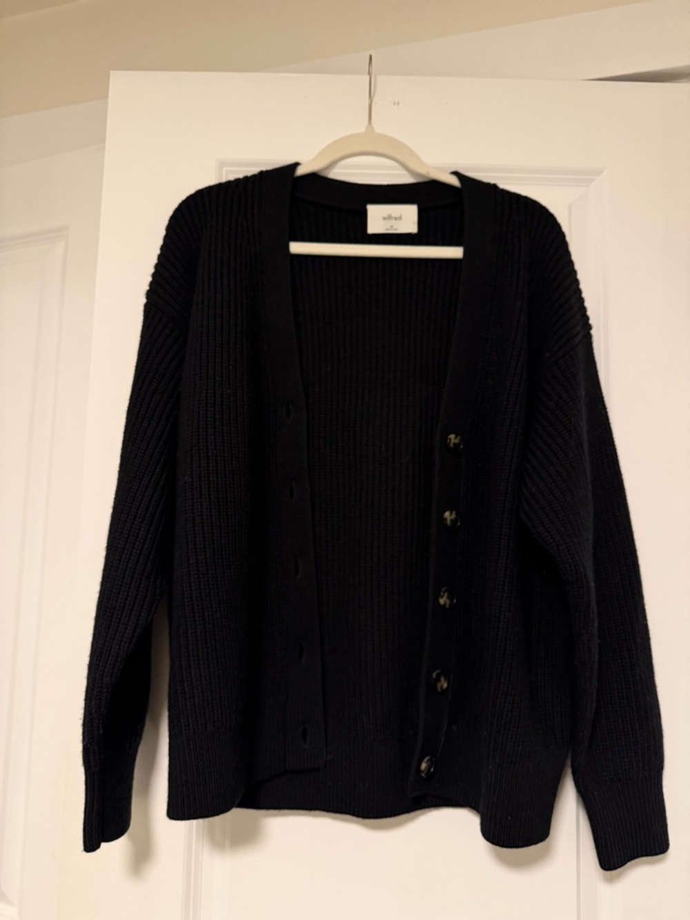 Wilfred Charcoal Ribbed Button-Front Cardigan